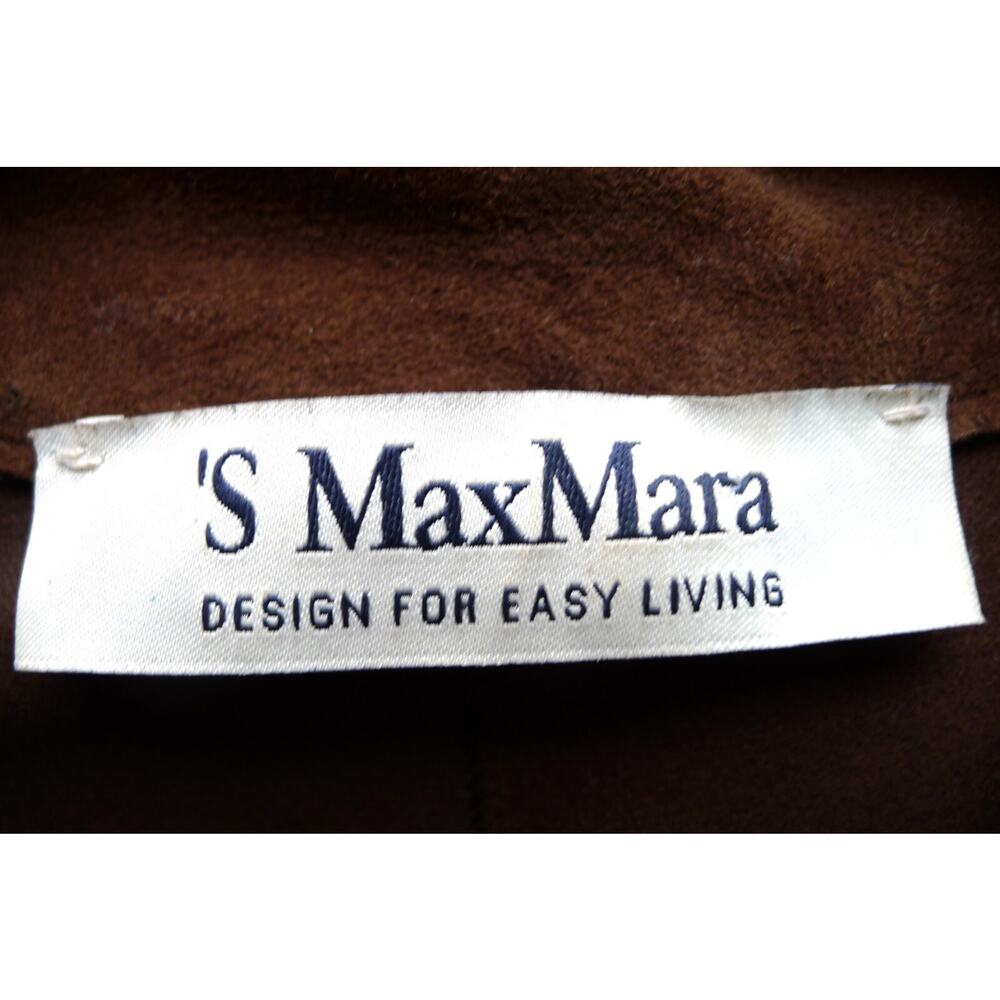 'S MAX MARA Esotico Brown Lamb Leather Suede Shirt Jacket Shacket Saks 4 38 $750 - Picture 6 of 13
